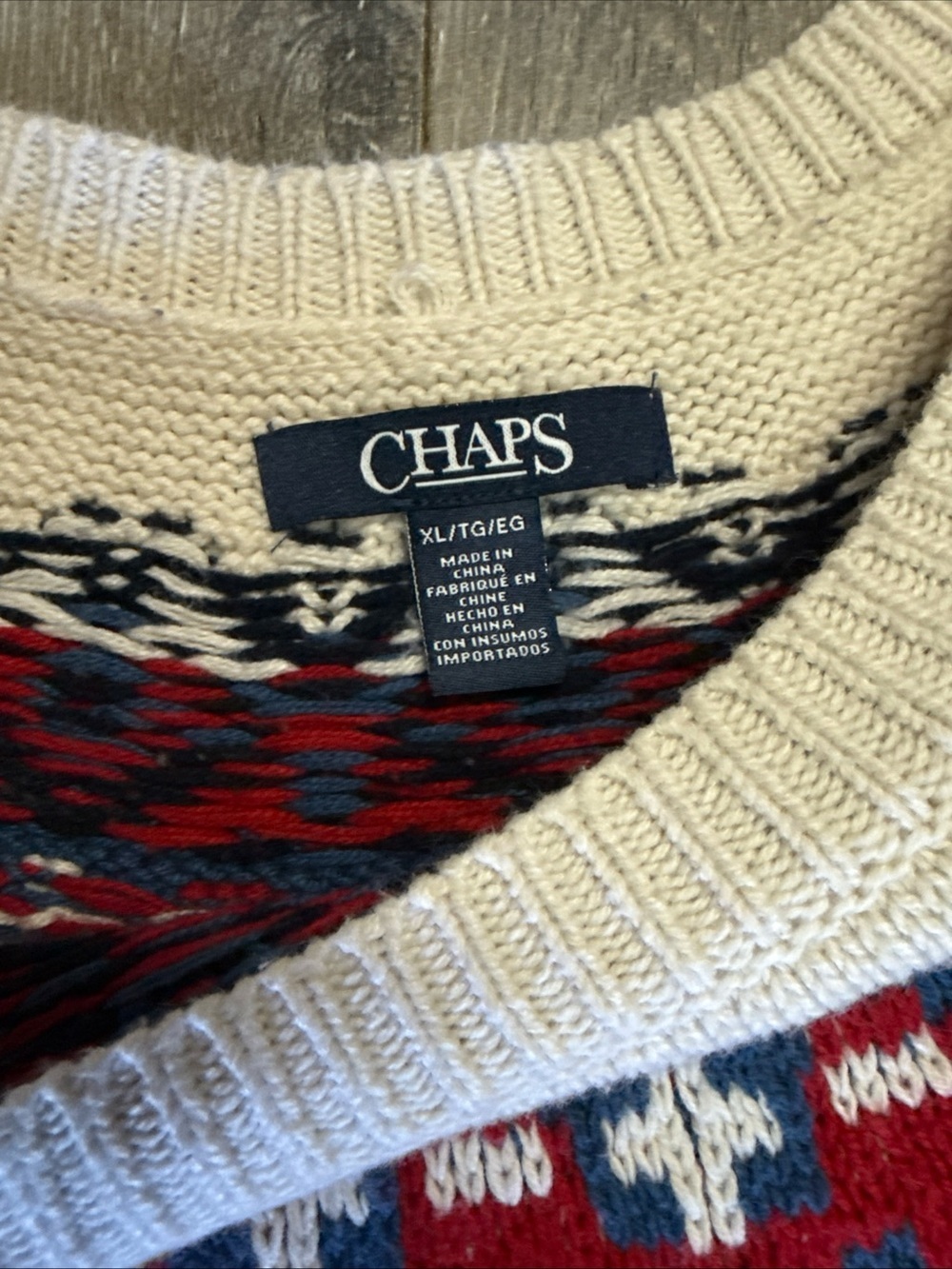 Cream Chaps Fair Isle Yoke Sweater Nordic skiing - Picture 6 of 7